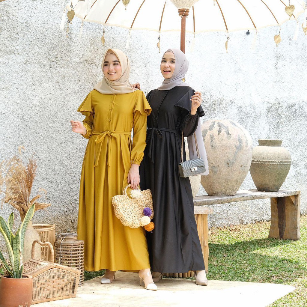 Alanda Button Dress/Dress Busui/Dress Ld 100/Gamis Polos Busui/Gamis Lebaran