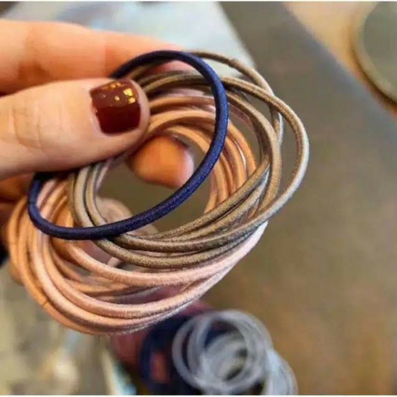 (COD) IKAT RAMBUT KARET KOREA ELASTICS WARNA WARNI POLOS STYLE / KUNCIRAN KARET ELASTIS-1