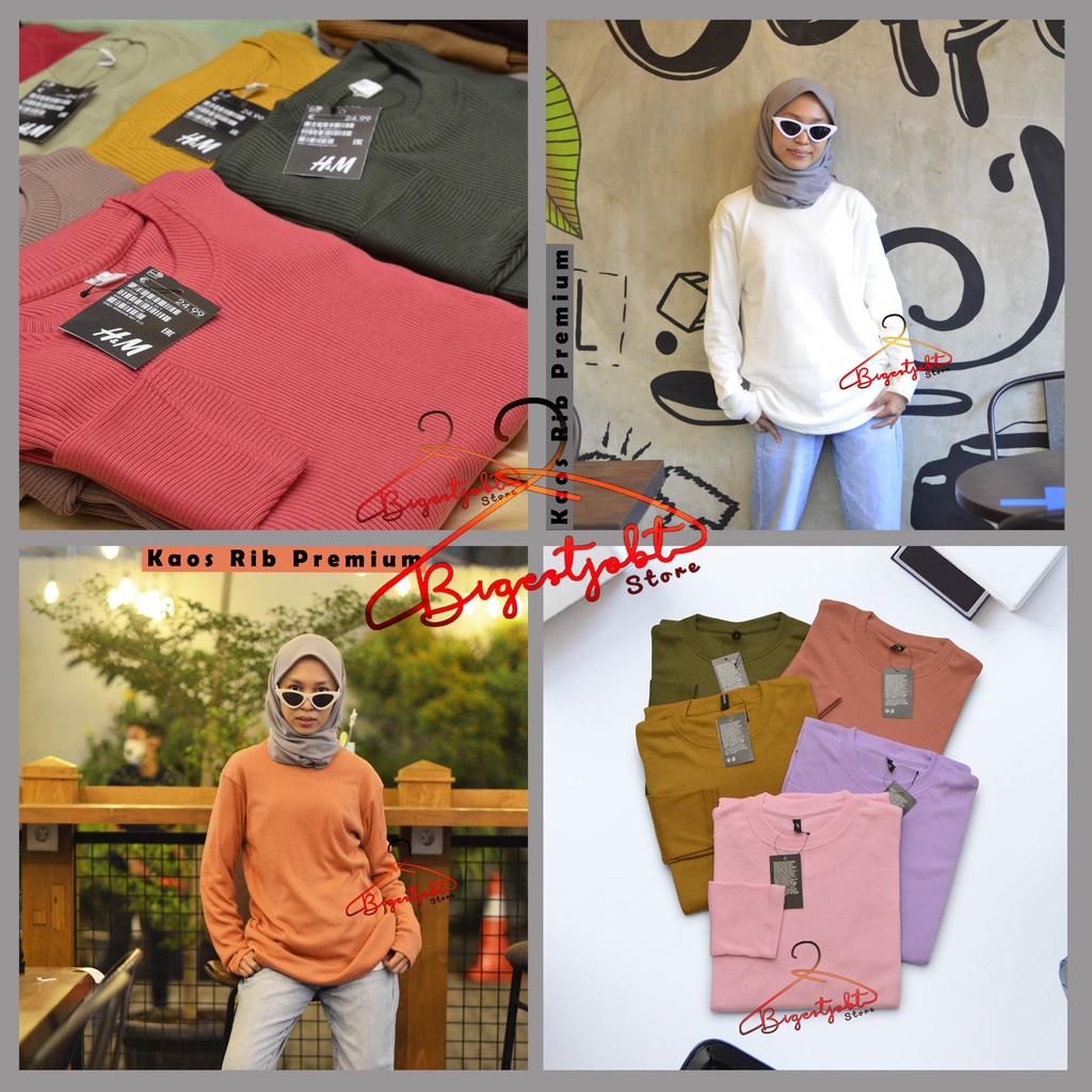 Kaos Rib Premium / Kaos Grosir / Kaos Rib Premium Tebal / Kaos Lengan Panjang Termurah