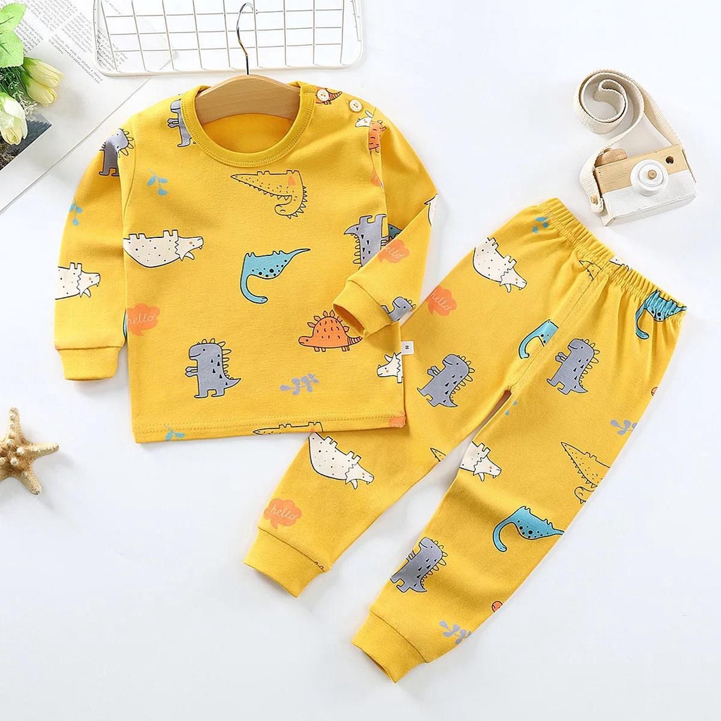 Piyama Anak/Baju Tidur Anak/Baju Tidur Set Anak/Pajamas Kids/Baju Set Anak Dinosaurus Animals