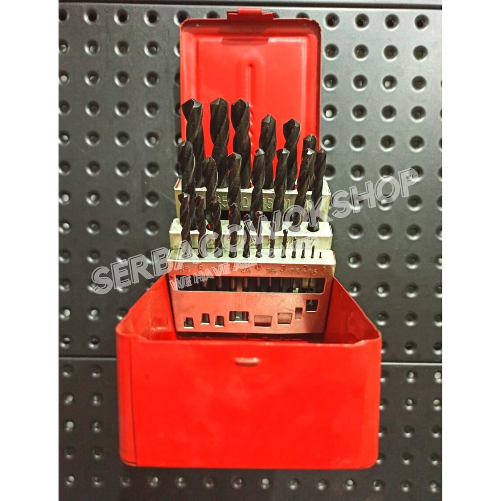 Mata Bor Set Besi 25 Pcs 1 - 13 mm HSS Twist Drill Komplit Termurah Berkualitas