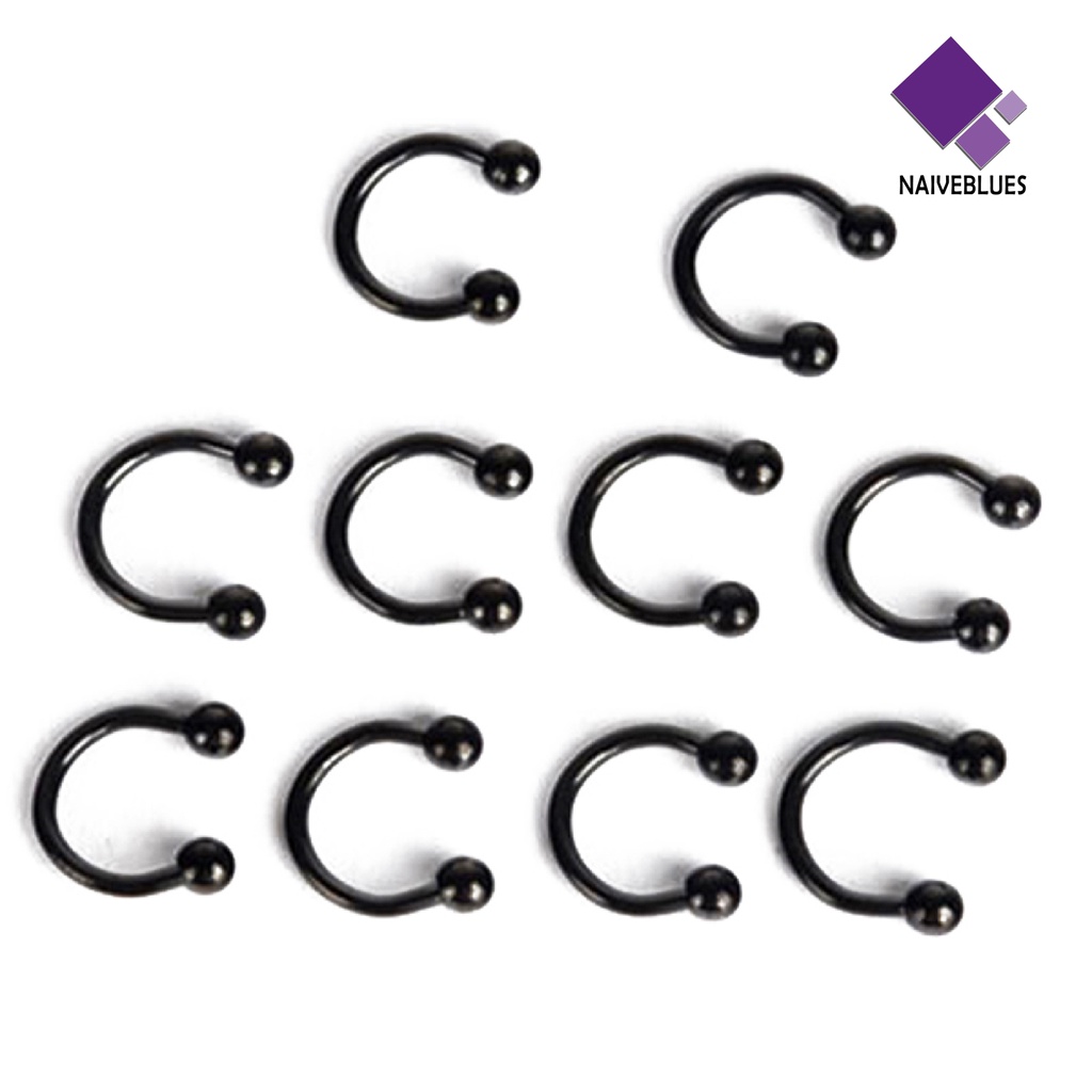 10 Pcs Cincin Tindik Bahan Stainless Steel Untuk Bibir Hidung Septum Telinga