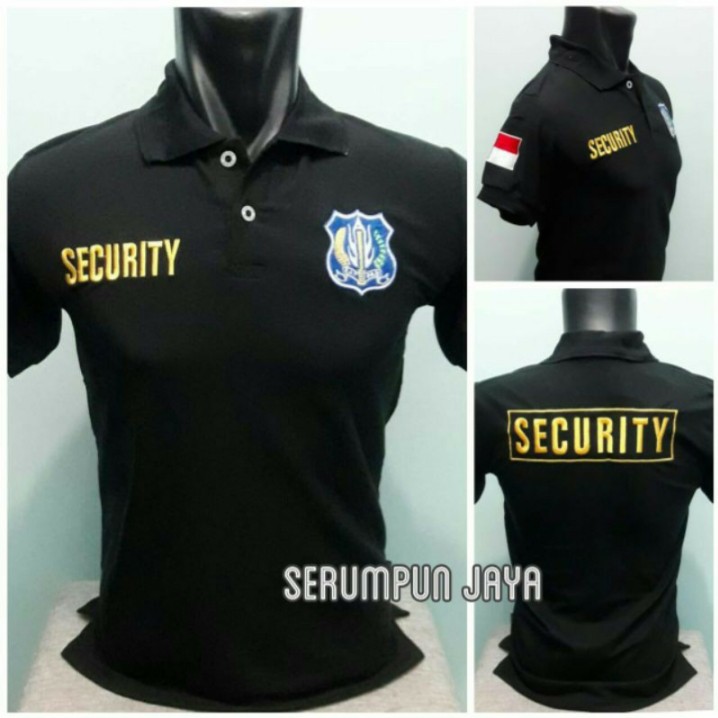 KAOS SECURITY NAVY - KAOS KERAH SECURITY NAVY LOGO BIRU - KAOS POLO SECURITY LOGO BIRU FULL BORDIR