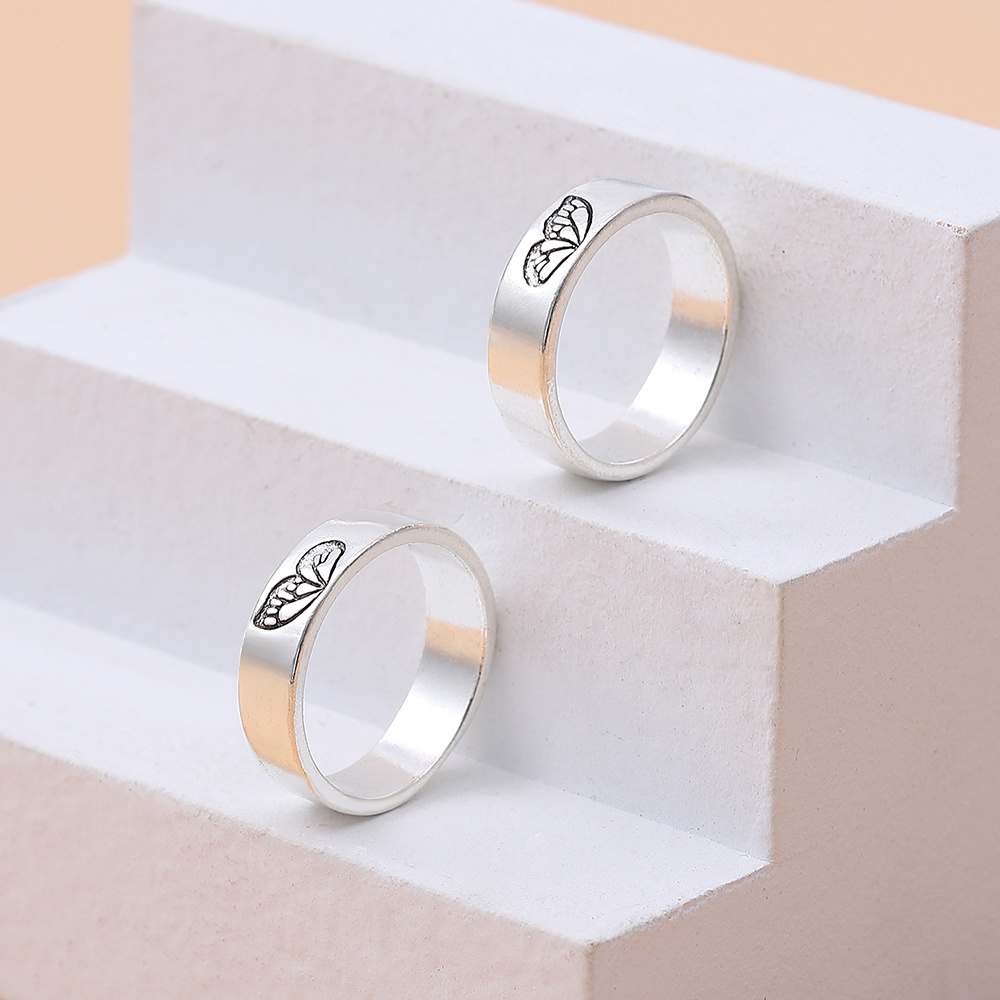 2pcs / Set Cincin Pasangan Bentuk Kupu-Kupu Untuk Hadiah Valentine