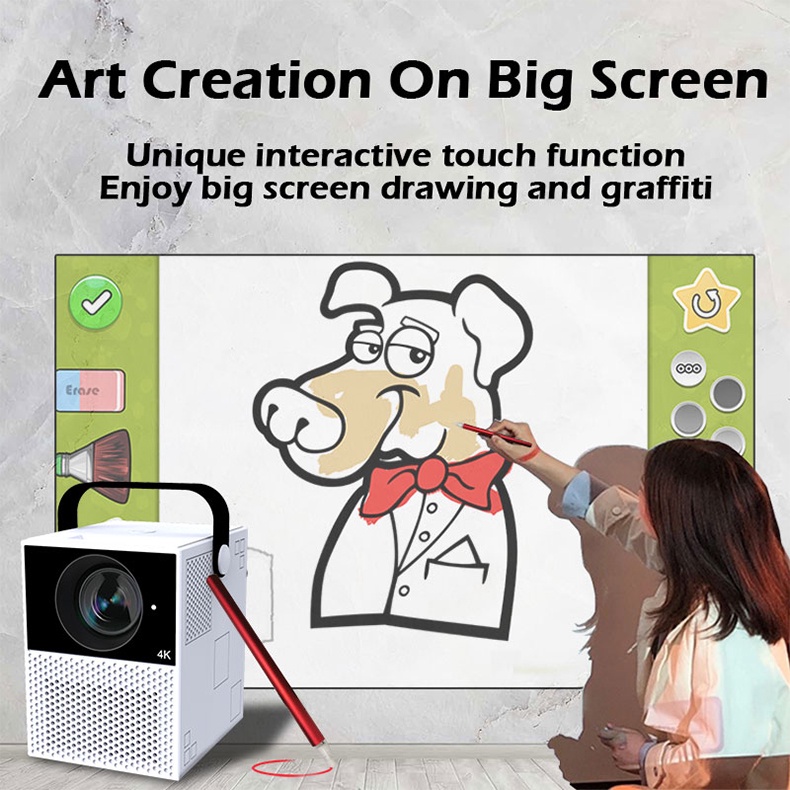 WEJOY Y2 PRO Mini Android Projector 1080P 3000 Lumens with Stylus Pen