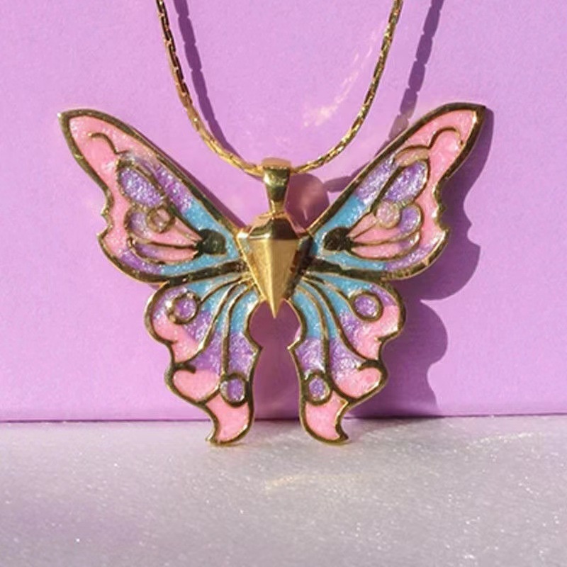 Kalung Rantai Butterfly Aksen Mutiara Untuk Aksesoris Boneka Barbie