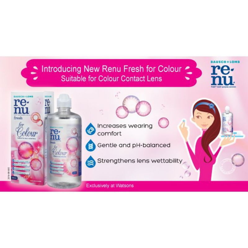 Cairan Softlens Renu Colour 355ml / Pembersih soflens Renu colour untuk mata sensitif / Re-nu Colour / Re-nu fresh colour / air softlens untuk mata sensitif