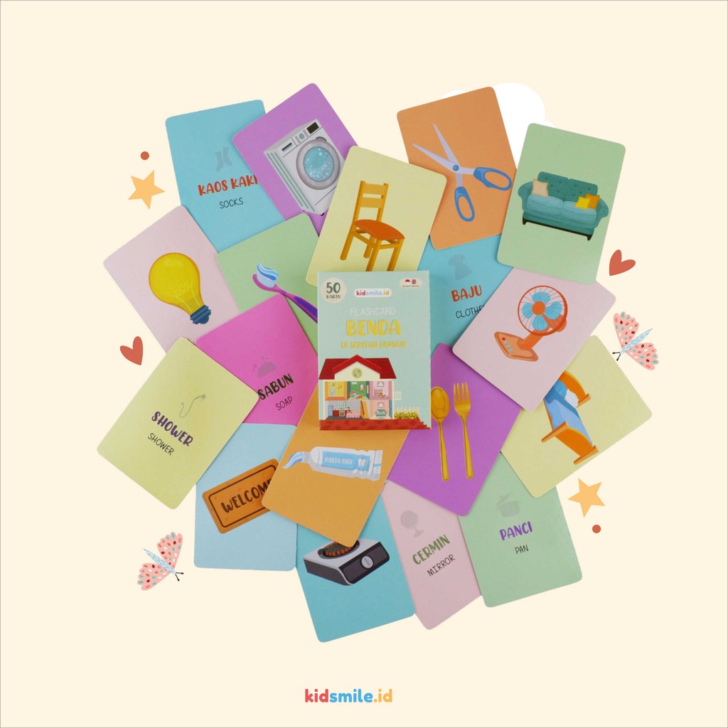 Mainan Edukasi Anak Flash Card Kidsmile BENDA DI SEKITAR RUMAH Flashcard Anak Flash Card Anak