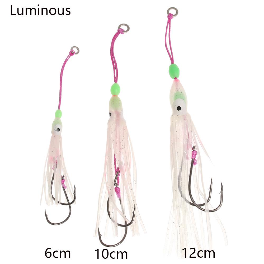 TOP 2pcs/lot Kait Umpan Gurita Air Asin 6cm /10cm /12cm Buatan Portable Fishing Tackle
