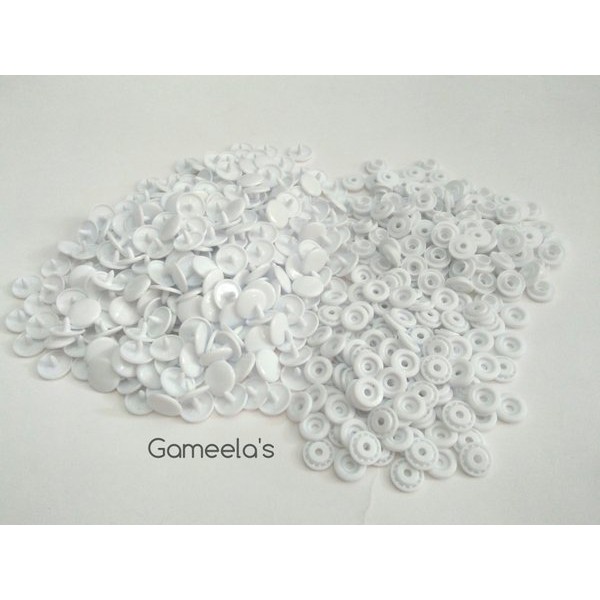 Terbaru   Kancing Jepret Plastik 1313 - Warna Putih - Ukuran 13 Mm - Snap Button - Kancing Jaket Tas