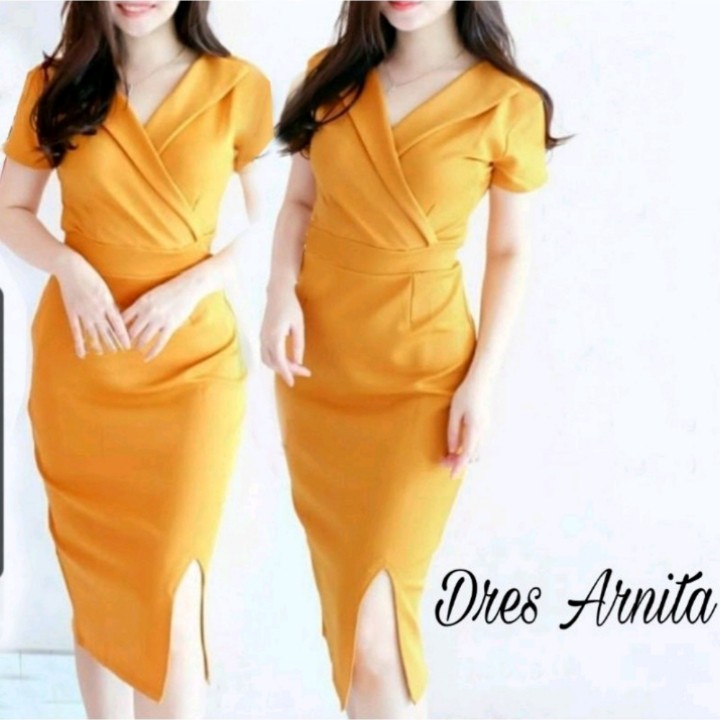 FWG - DRESS ARNITA MINI / DRESS MOSCREPE / DRESS WANITA / DRESS KOREA