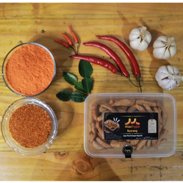 

Basreng 100gr Pedas Kemasan Toples Box Machype