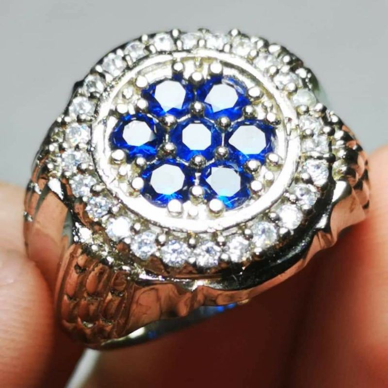 Cincin Batu Permata Biru Zircon Blue Safire