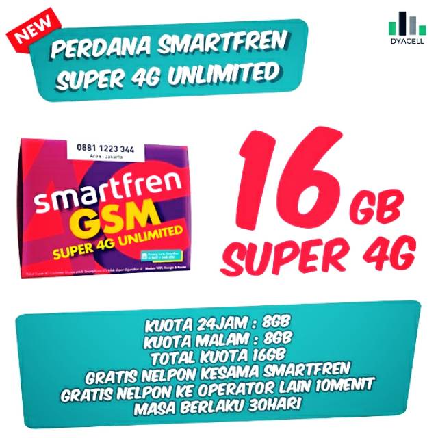 Kartu Perdana Smartfren 4G LTE  16GB
