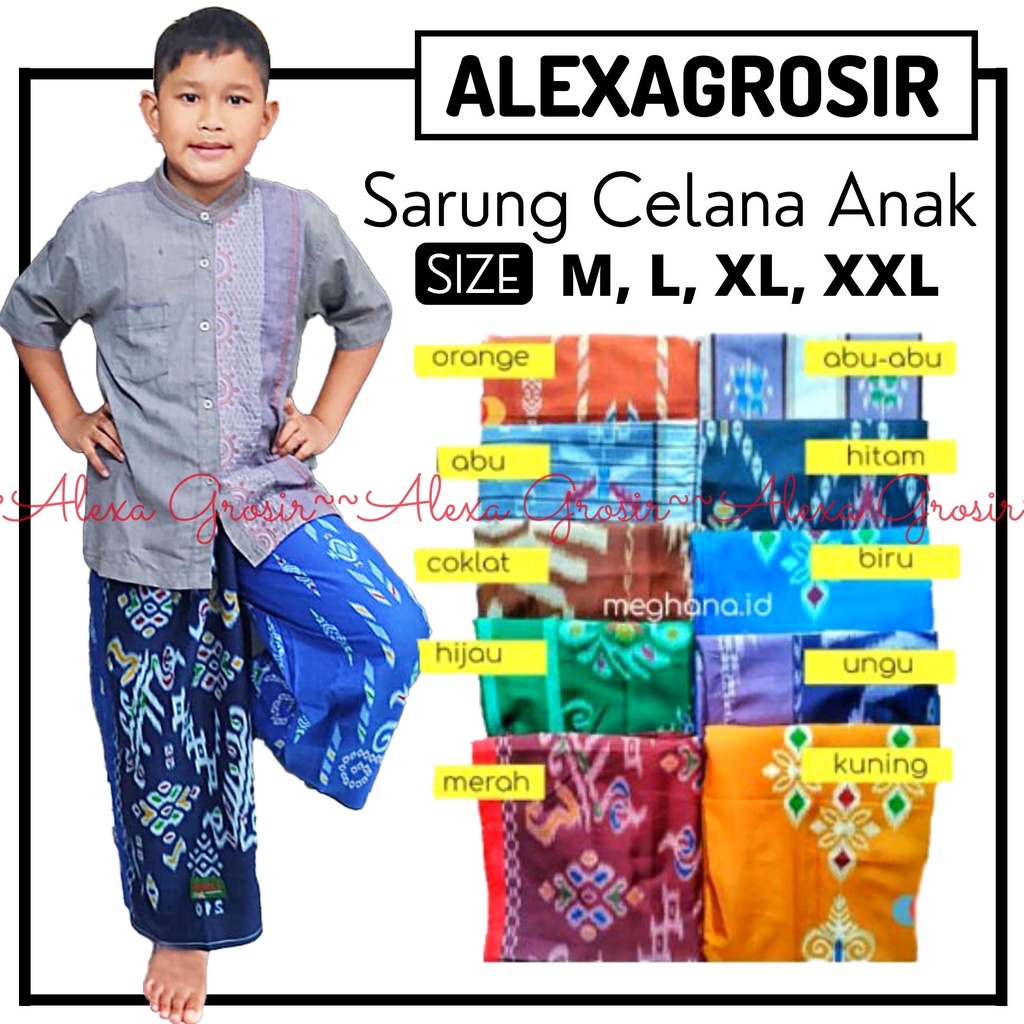 SARUNG ANAK INSTAN / SARUNG MODEL CELANA INSTAN DENGAN KARET ELASTIS MOTIF BATIK-ALEXAGROSIR