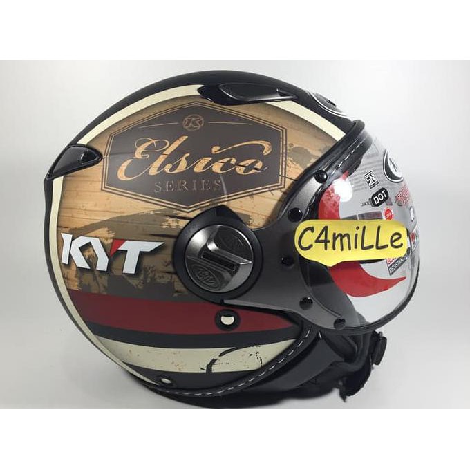 Helm Kyt Elsico Retro Pilot #4 Black Dop Cream