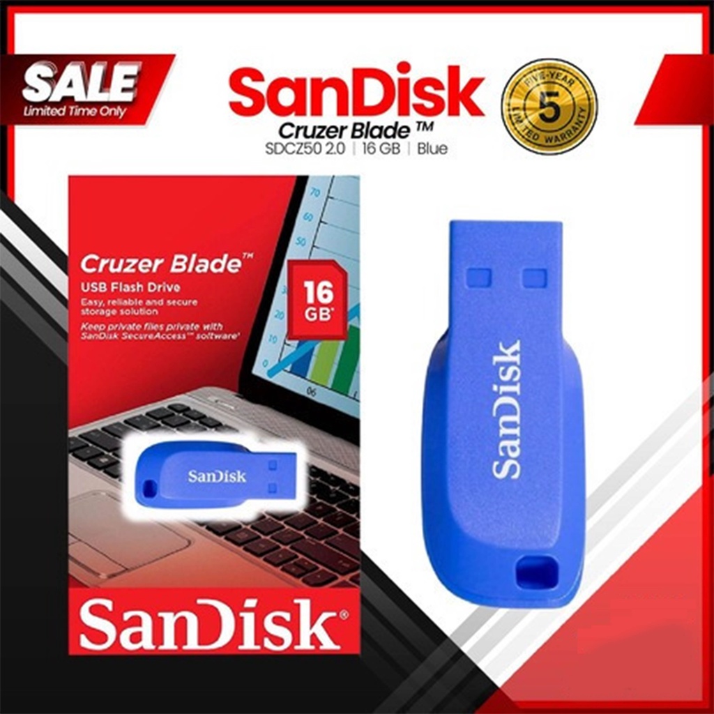 Flashdisk SanDisk 16GB Cruzer Blade CZ50 Flash Disk Blue - Green USB 2.0