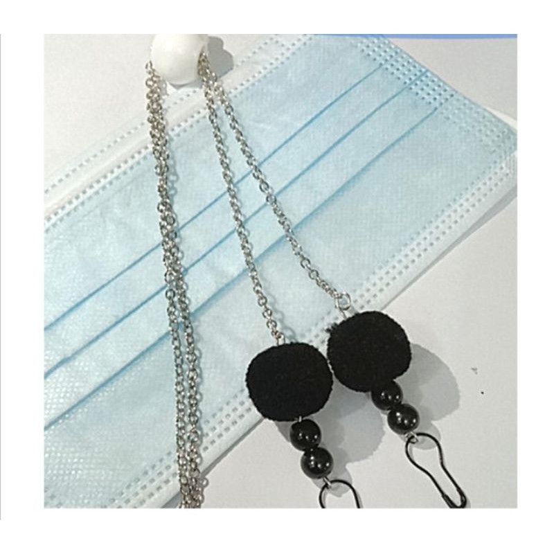 Strap masker Hijab kalung masker mutiara kalung masker Pompon strap mask korea rantai masker hijab