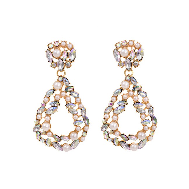 LRC Anting Tusuk Fashion Diamond Drop Earrings In Alloy With Diamonds D67384