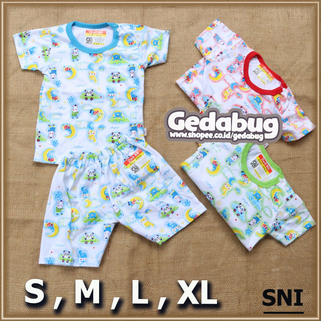 Setelan Piyama Bayi dan anak Standar SNI Swit Zwit BB KAOS Pendek Setelan Bayi Motif Kecil PENDEK