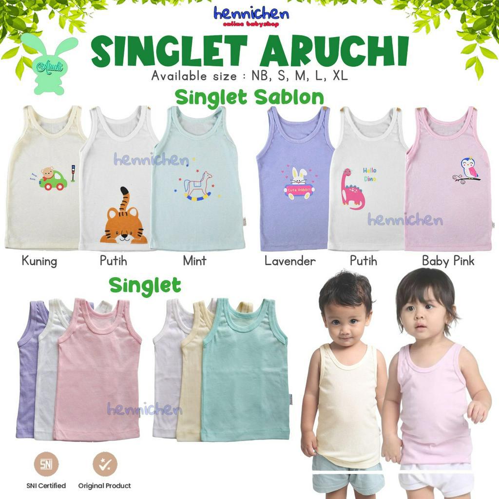 ARUCHI 3PCS SINGLET KAOS DALAM BORDIR KAOS DALAM SABLON KAOS DALAM ANAK PEREMPUAN ANAK LAKI LAKI/ KAOS DALAM KAZEL PUTIH DAN WARNA