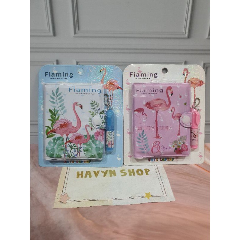 MEMO KANCING + PEN-Flamingo