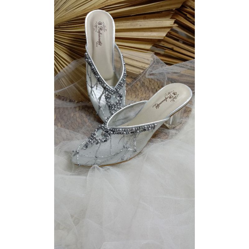 sepatu Yohana silver 7cm sepatu wanita cantik