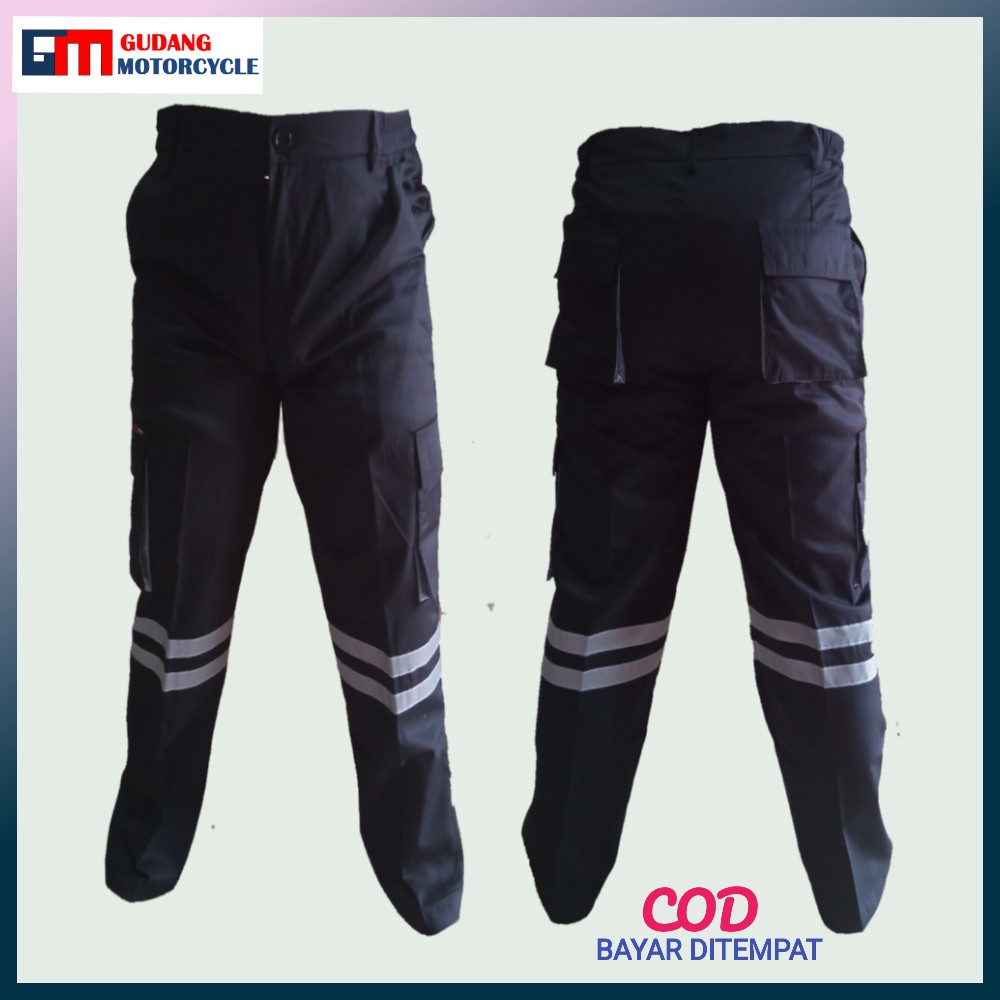 Celana Wearpack Safety Hitam Abu, Celana Cargo Seragam Proyek Warna Hitam