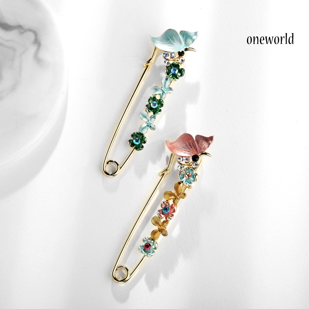 OW@ Fashion Women Multicolor Flower Rhinestone Scarves Shawl Clip Brooch Pin Decor