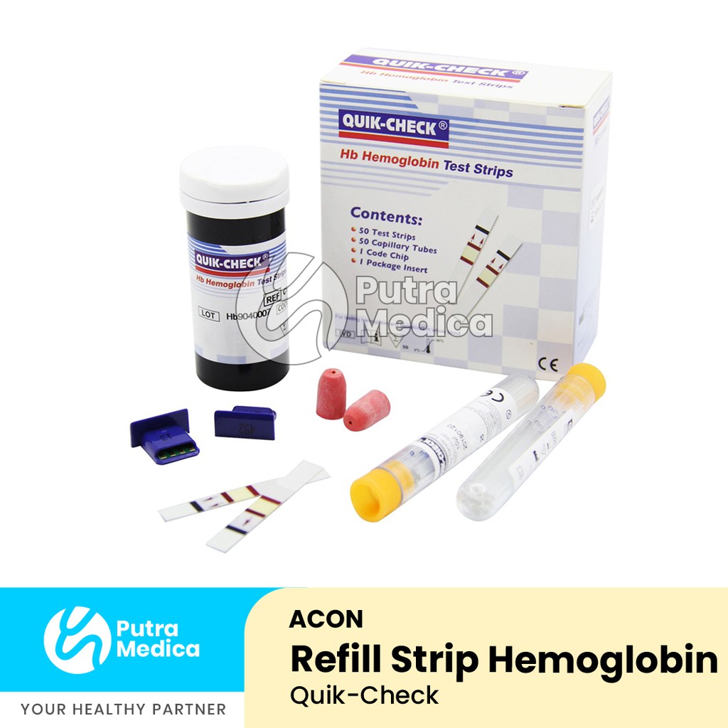 Acon Quik Check Strip Hemoglobin - isi 50 / Stik HB / Tes Darah