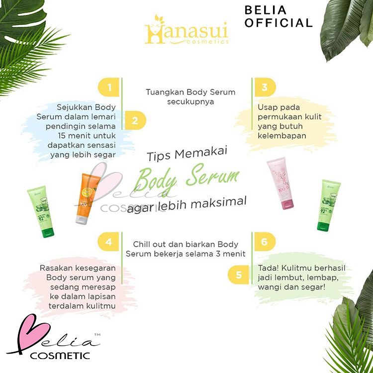 ❤ BELIA ❤ HANASUI (✔️BPOM) Body Serum Gel 200mL | Aloe Vera Vit C Sakura gel tubuh