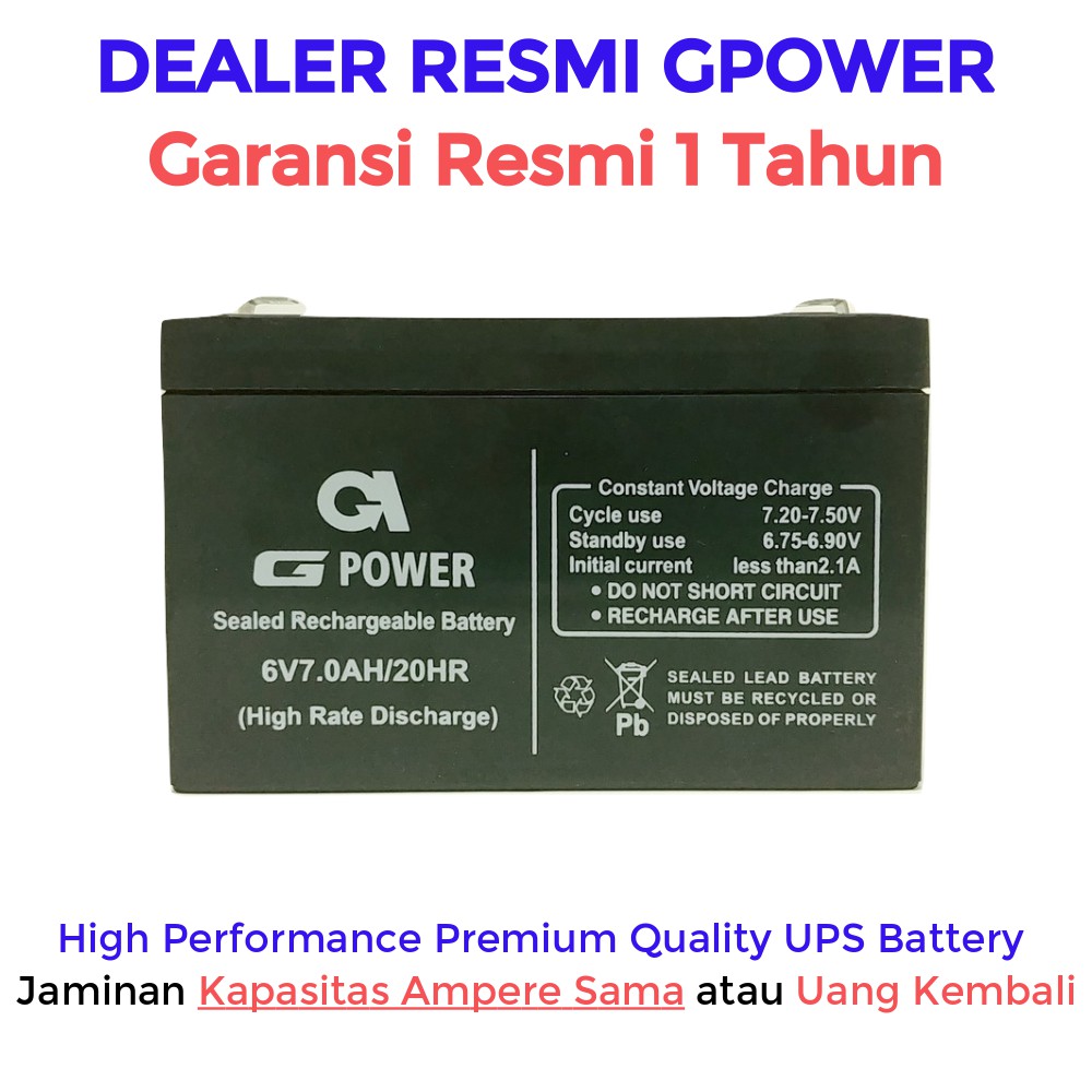 Aki UPS Gpower 6v 7ah 7 ah Baterai UPS Batere UPS Aki 