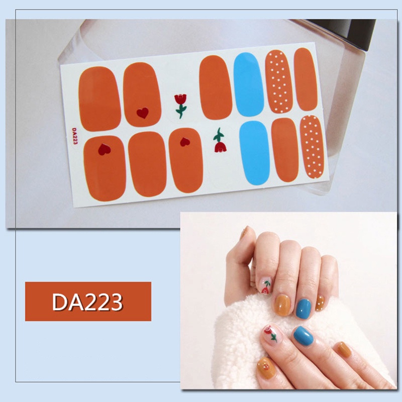 Da221-240 14 Pcs / Lembar Stiker Kuku Palsu 3d Bronzing Untuk Nail Art