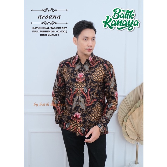 ARSANA Batik Pria Lengan panjang Berlapis furing Bahan Katun Berkualitas Ekspor