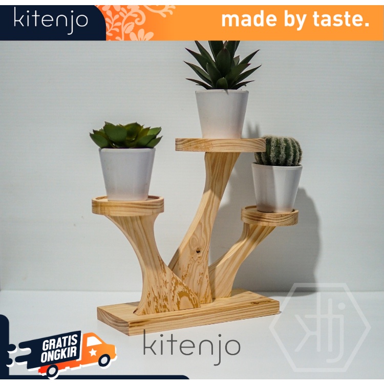 KITENJO RAK TANAMAN DARI BAHAN KAYU/RAK BUNGA KAYU/TEMPAT TANAMAN BERTINGKAT UNIK ANTIK - 1 Pcs