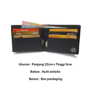  D H01 Dompet Pria Exlusive Kulit Sintetis Hitam Polos 