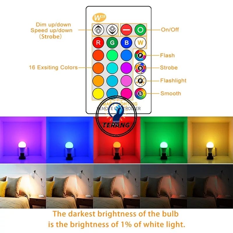 LAMPU BOHLAM 10W LED RGB BERUBAH WARNA REMOTE CONTROL ORIGINAL LAMPU HIAS WARNA WARNI LAMPU KAMAR TIDUR AESTHETIC TUMBLR PLAFON