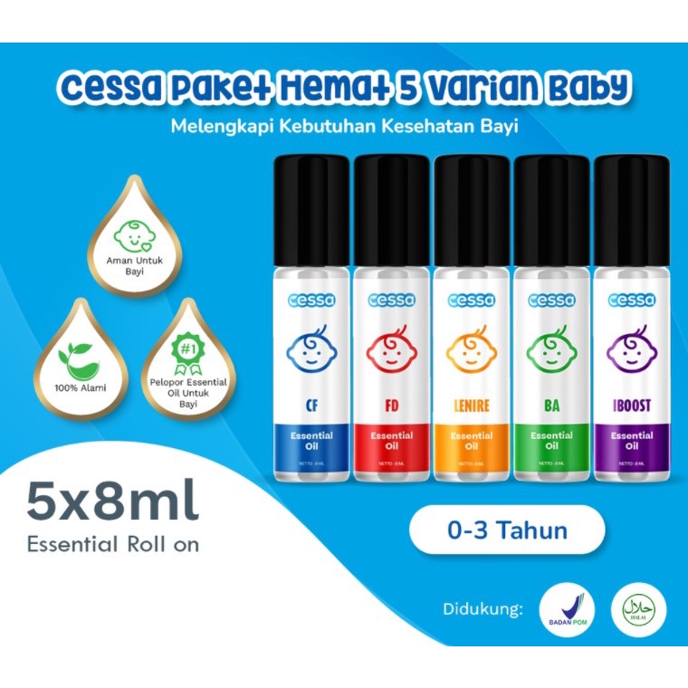 Cessa baby oil essensial oil cessa Baby 0-3 tahun Fever Drop , Cough n Flu , Lenire , Bugs Away dan Immune Booster / Herbal Bayi / Obat Flu Bayi / Obat Batuk Bayi Obat demam bayi cessa baby oil minyak telon obat penurun panas obat sakit perut bayi