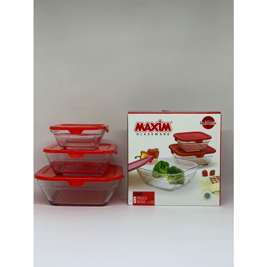 Mangkok kaca/ Mangkok kaca plus tutup/ Mangkok/ Mangkok set isi 3 pcs/ mangkok Kaca