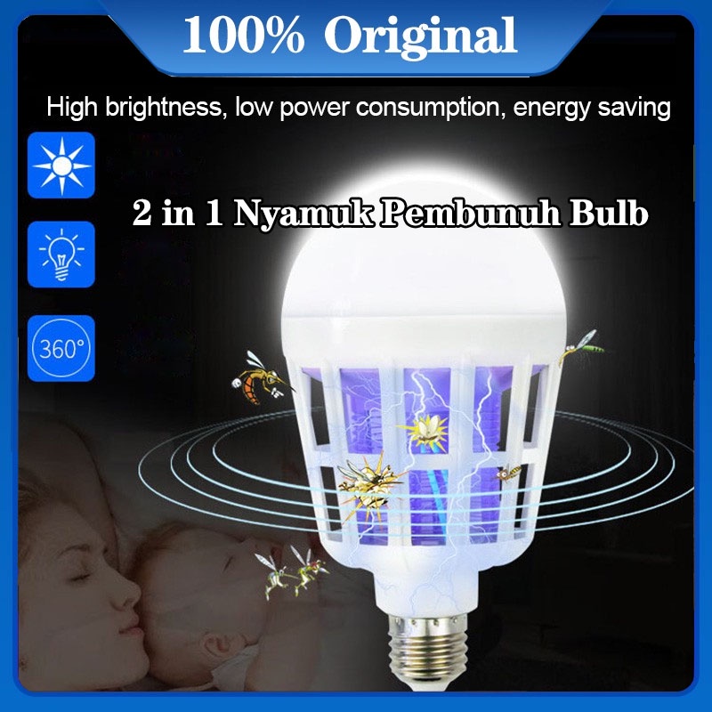 20W E27 UV LED Bulb Mosquito Killer Lamp 2 In 1 Mosquito Killer Lamp LED Perangkap Pembasmi Nyamuk Alat Pembunuh Nyamuk Serangga Insect