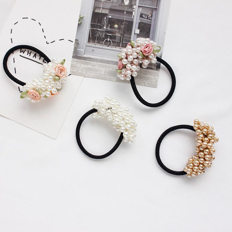 MurmerOfficial R124 Ikat Rambut Hairpin Mutiara Headband Bahan Karet Polos