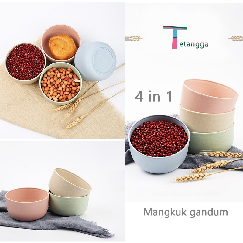 Mangkok Wheat Straw/Mangkuk Makan Bowl Set 4pcs Warna Warni Baby Bowl Wheat Bowl /VS-9