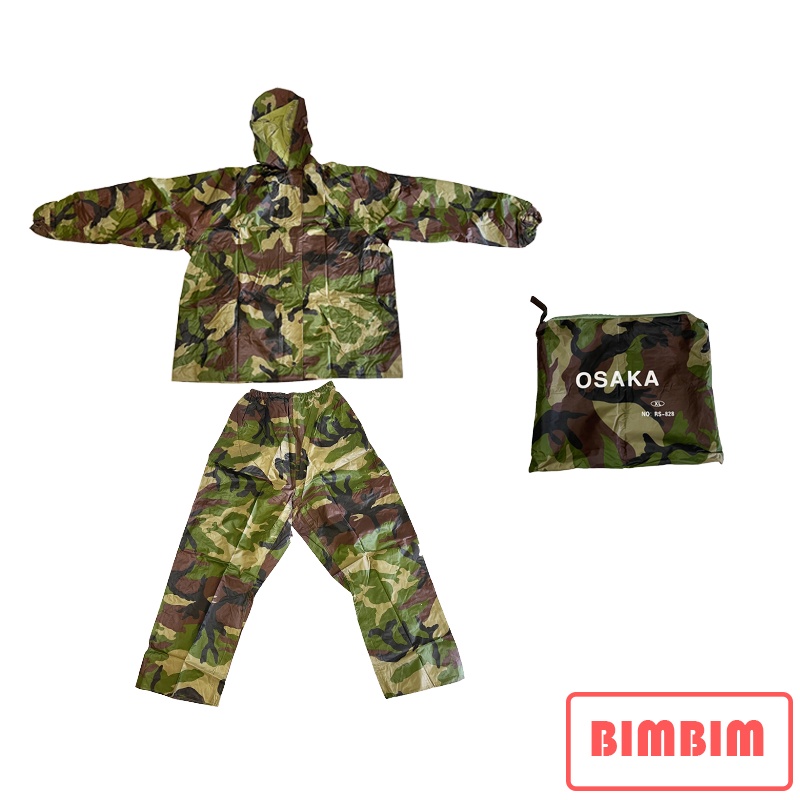 Jas Hujan Setelan Jaket Celana + Tas Motif ARMY Premium Quality
