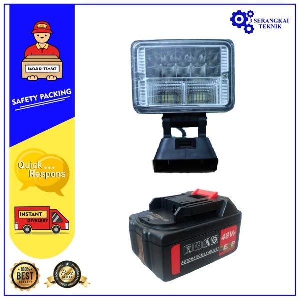 Cordless Lampu Sorot Kerja LED USB LXT JLD + Baterai 48V