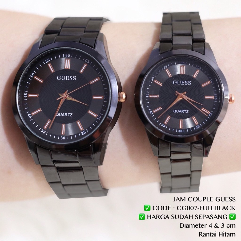 Jam tangan couple GUESS pria wanita sepasang rantai grosir ecer murah import FREE BATERAI CG010