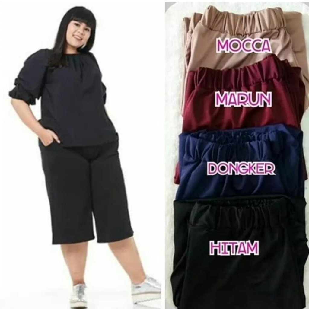 TERMURAH !! CELANA KULOT PENDEK POLOS - kulot crepe wafel basic pants