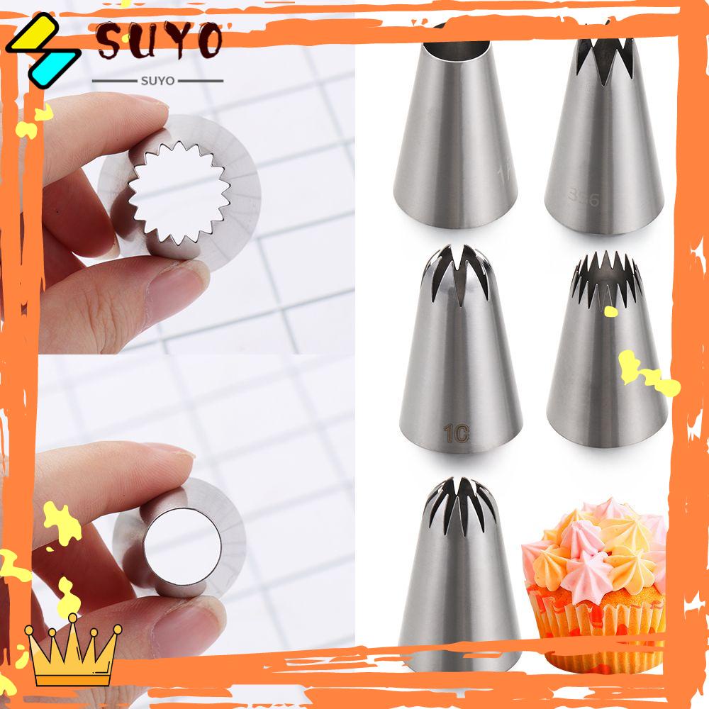 Suyo 5PCS / Set Spuit Piping Icing Bentuk Bunga Bahan Stainless Steel Untuk Dekorasi Kue