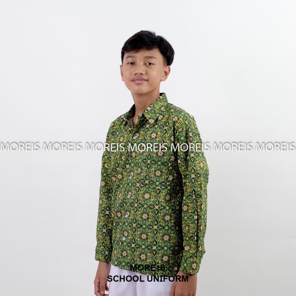 Seragam Baju Batik Panjang SD/MI/TK/PAUD JM Hijau 005