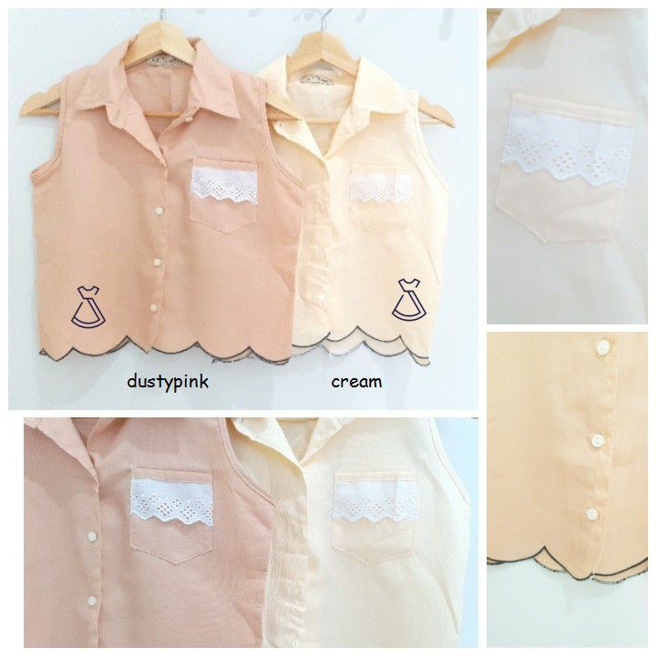 TP371 - BAJU ATASAN KEMEJA WANITA COTTON IMPORT KOREAN STYLE VINTAGE