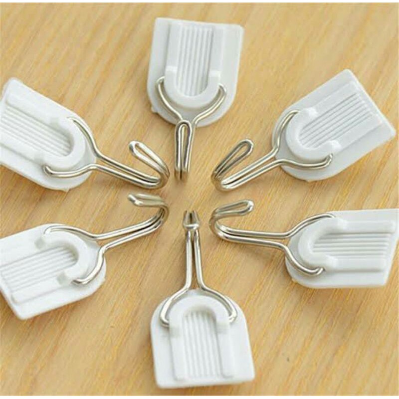 Gantungan Hook Kuat isi 6 pcs Multifungsi Cantolan Baju Tempel Dinding - Gantungan Hook